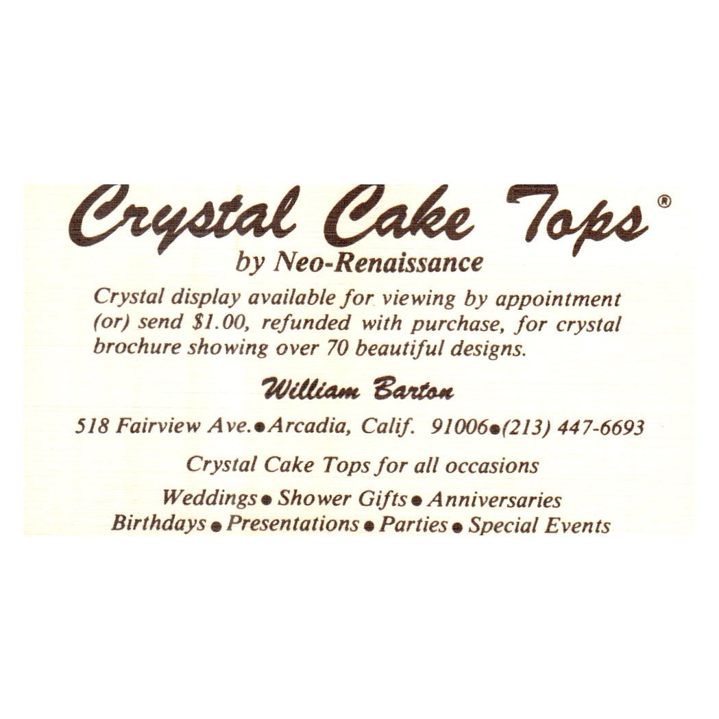 Willaim Barton, 518 Fairview Ave. Arcadia, CA Business Card SF3-B1