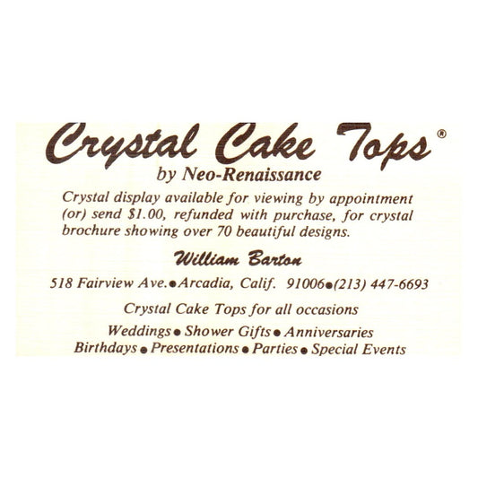 Willaim Barton, 518 Fairview Ave. Arcadia, CA Business Card SF3-B1