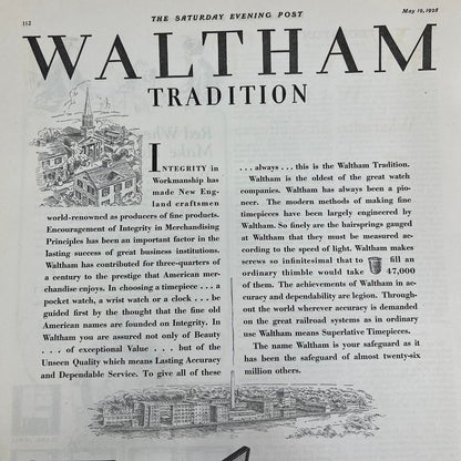 Waltham Tradition Timepieces MA 1928 Original Magazine Advertisement FL6-8