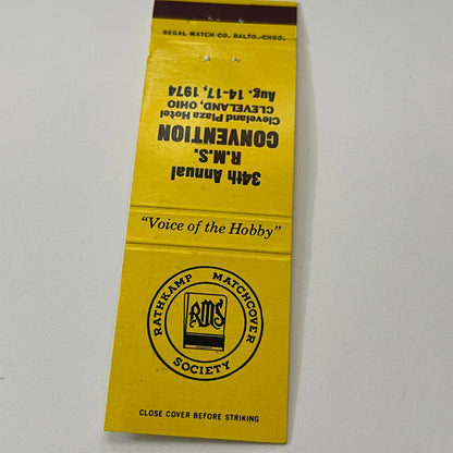 1974 34th Annual RMS Convention Cleveland OH Vintage Matchbook Cover TB6-MB2-1