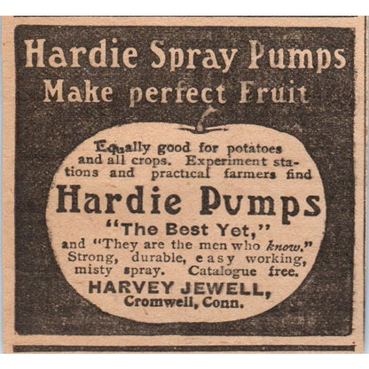 Hardie Spray Pumps Harvey Jewell Cromwell CT 1905 Magazine Ad AF1-NH3