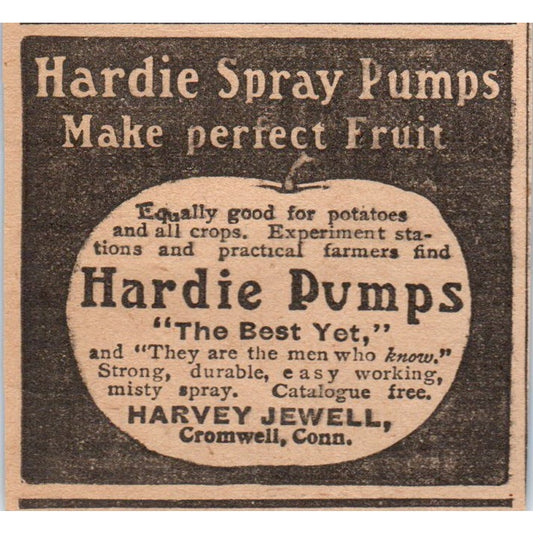 Hardie Spray Pumps Harvey Jewell Cromwell CT 1905 Magazine Ad AF1-NH3