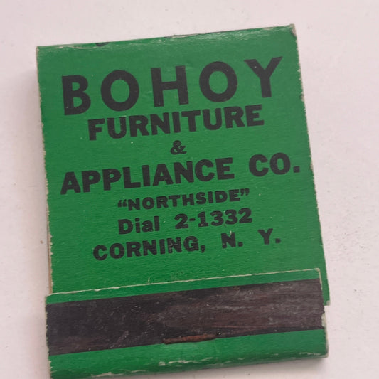 Bohoy Furniture & Appliance Co Corning NY Vintage Matchbook Cover TB8-MB2-8