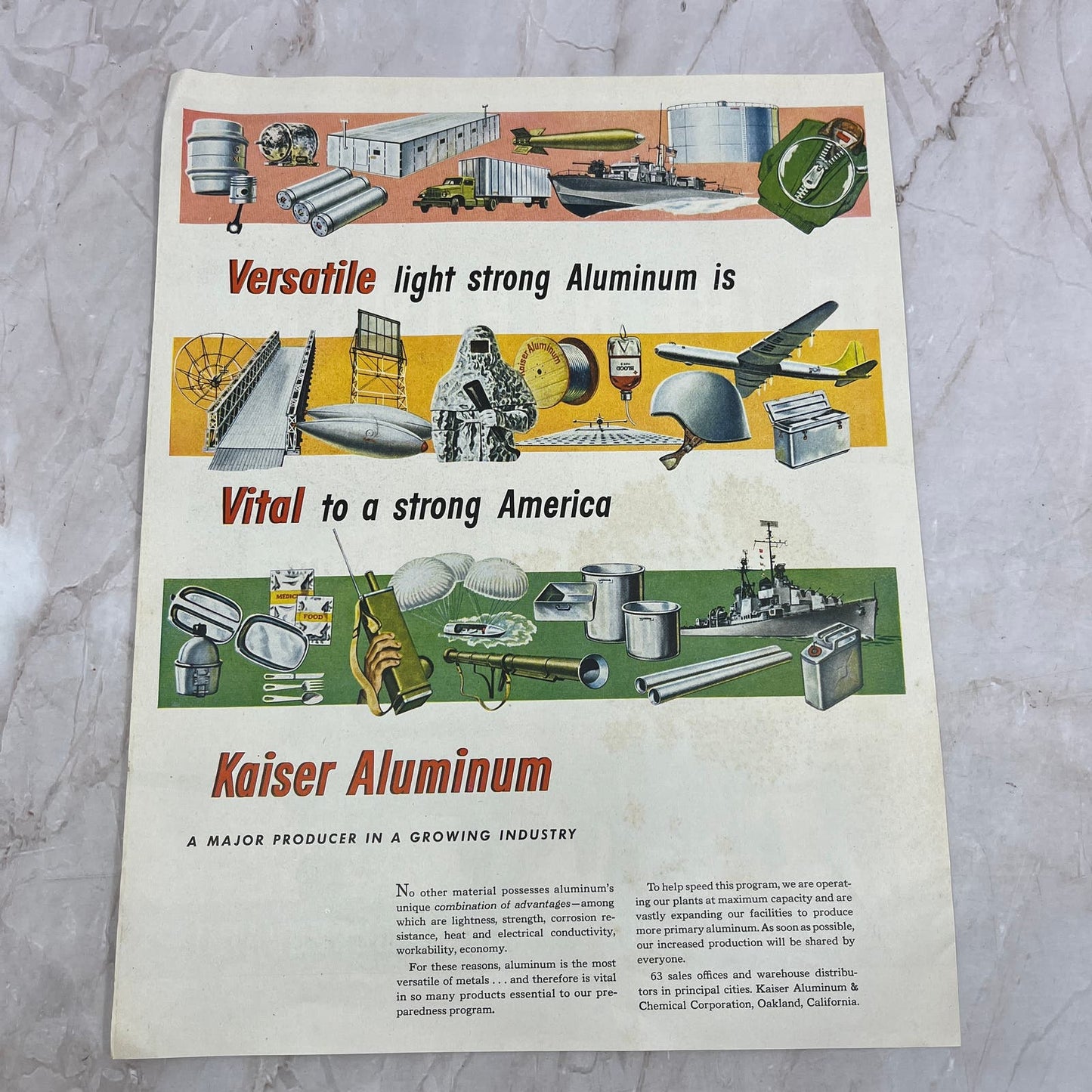 Kaiser Aluminum & Chemical Corporation Oakland CA 1951 Magazine Ad FL6-10