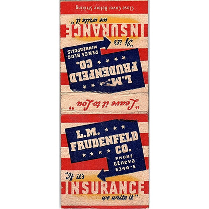 L.M. Frudenfeld Co Ins Minneapolis MN Vintage Matchbook Cover SF3-Y2