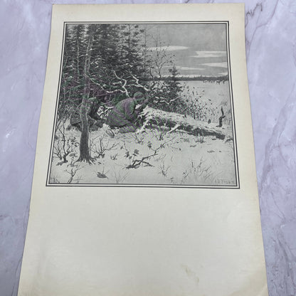 Caribou Hunting - Original 1904 A.B. Frost Art Print V14-3