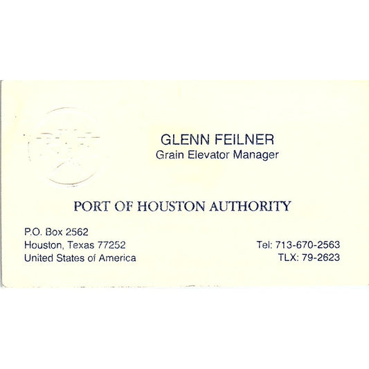 Glenn Feilner Port Authority of Houston Vintage Business Card SC9-B4