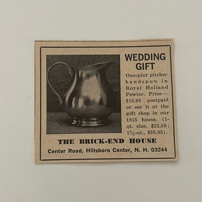 The Brick-End House Wedding Gift Hillsboro Center NH 1971 Magazine Ad SAG4-S14