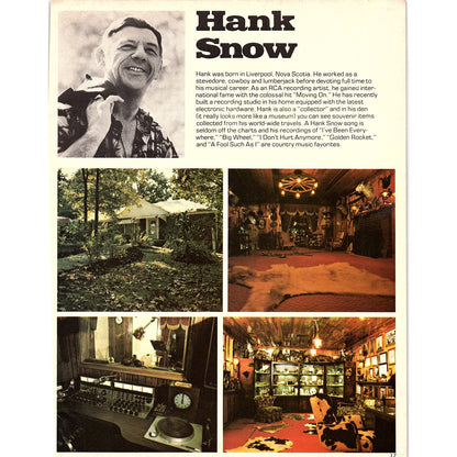 Roy Orbison - Hank Snow Double Sided Bio & Home 1977 Photo Print AF3-6