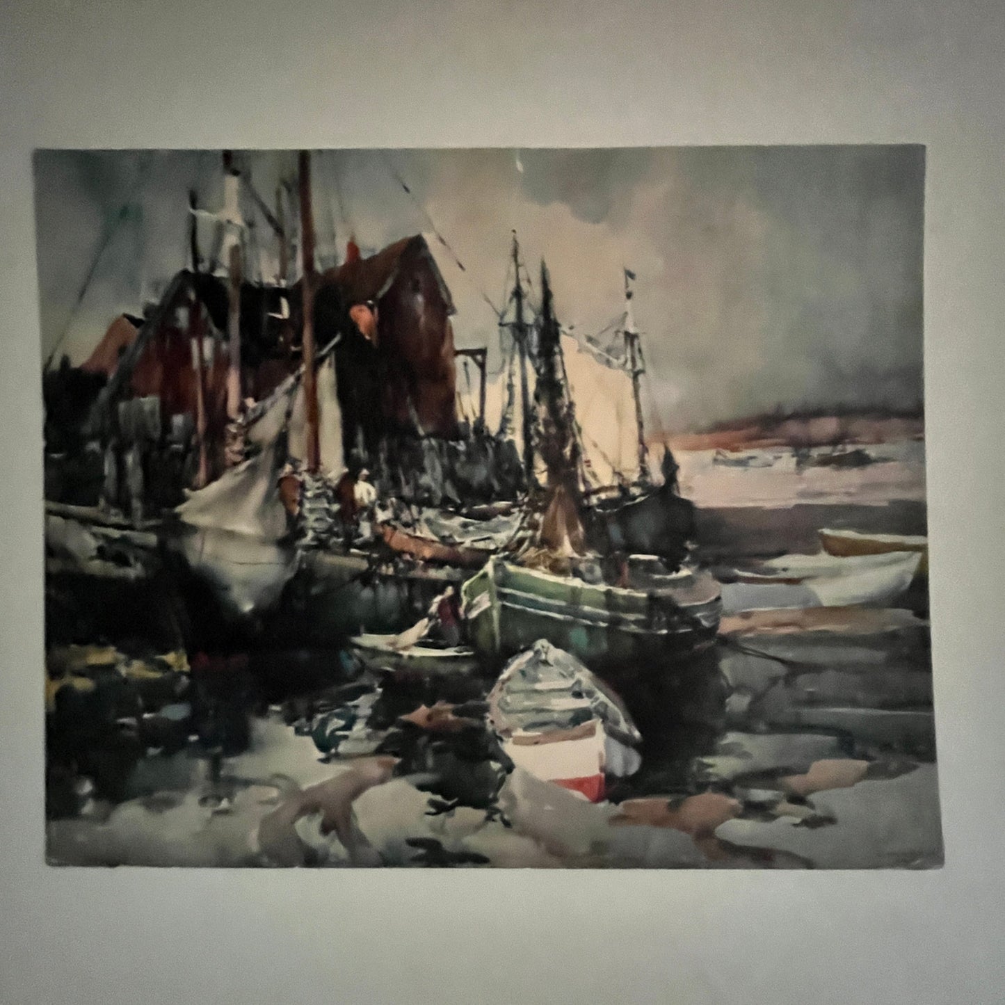 In Gloucester Harbor Watercolor MA John Cuthbert Hare 12x14" Art Print FL1