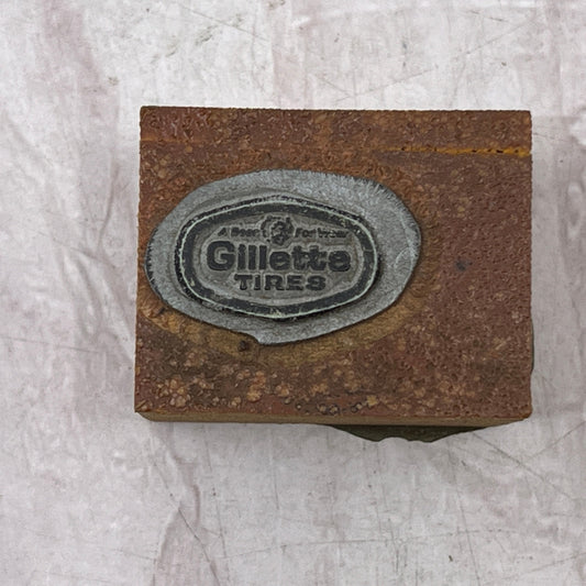 Retro Gillette Tires Vintage Letterpress Printers Block Plate SF5