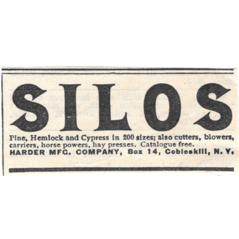 Silos Harder Mfg Co Cobleskill NY 1905 Magazine Ad AF1-NES2