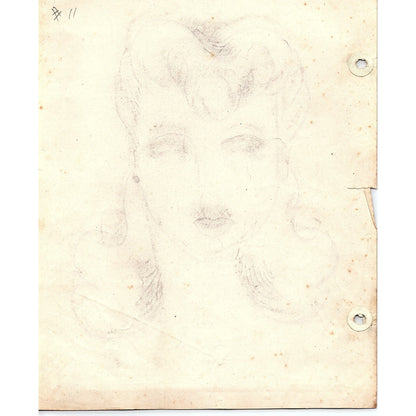 1940s Original Sketch Portrait of a Lady Winifred Schutsky D26-11
