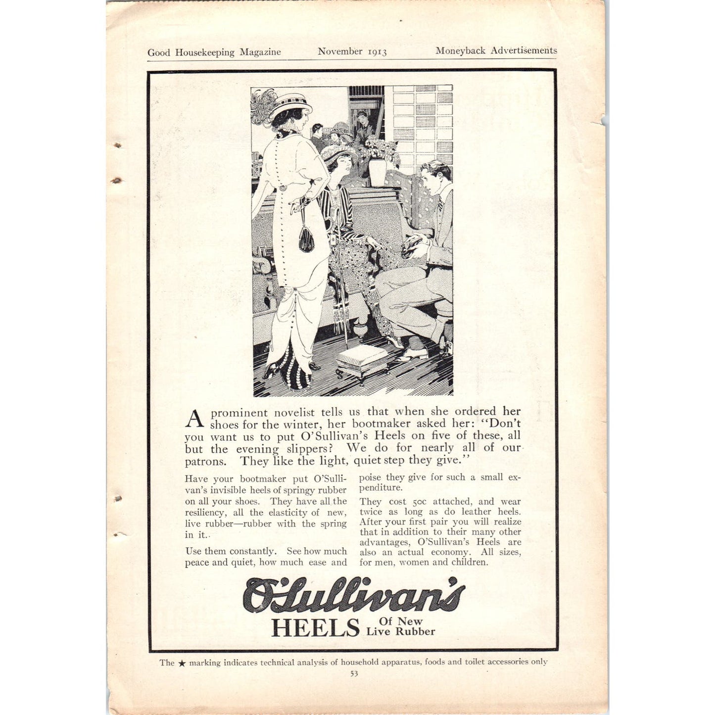 O'Sullivan's Heels of New Live Rubber 1913 Good Housekeeping Magazine Ad 6x9 D10