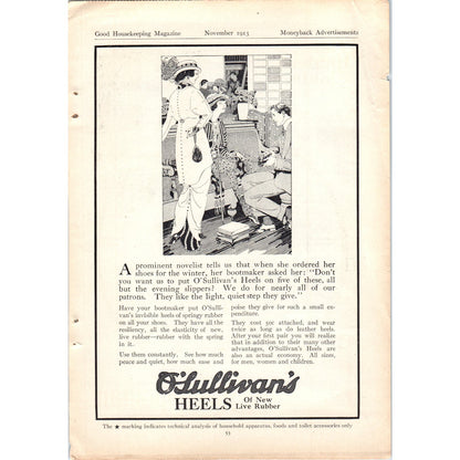 O'Sullivan's Heels of New Live Rubber 1913 Good Housekeeping Magazine Ad 6x9 D10
