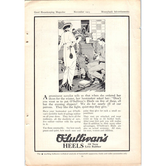 O'Sullivan's Heels of New Live Rubber 1913 Good Housekeeping Magazine Ad 6x9 D10