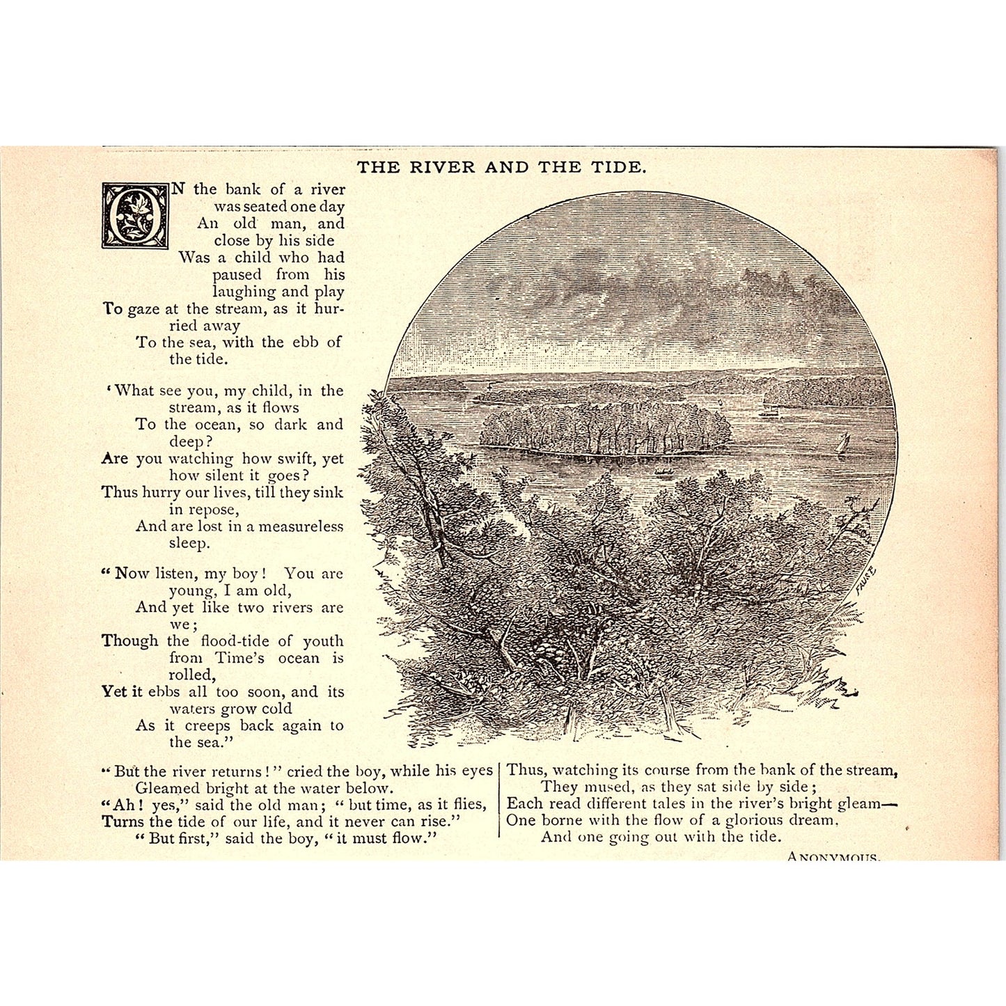 The River and the Tide - Anonymous 1884 Poem AG3-1