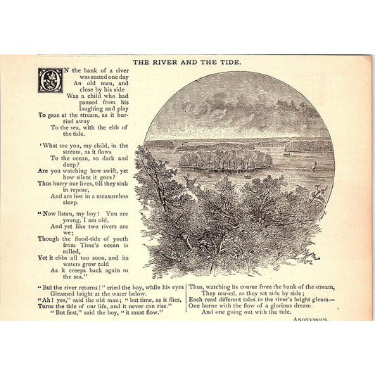 The River and the Tide - Anonymous 1884 Poem AG3-1