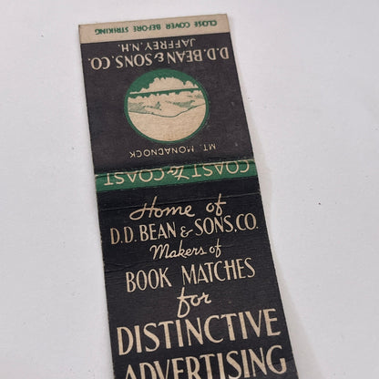 Mt. Monadnock D.D. Bean & Sons Jaffrey NH Vintage Matchbook Cover TB8-MB-11