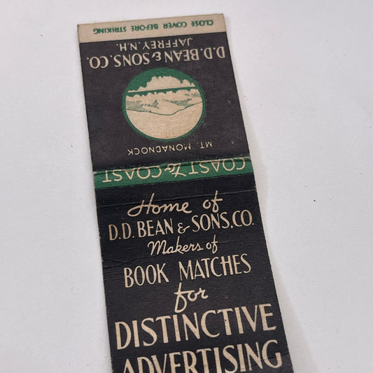 Mt. Monadnock D.D. Bean & Sons Jaffrey NH Vintage Matchbook Cover TB8-MB-11
