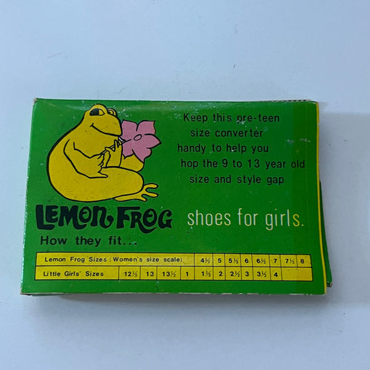 Lemon Frog Shoes for Girls Instant-Light 1974 Vintage Matchbook SC4-R8