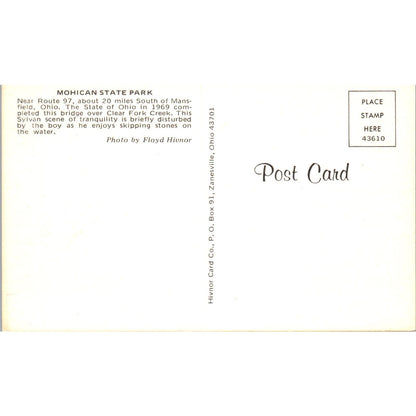 Mohican Park Bridge Clear Fork Creek Mansfield OH Covered Bridge Postcard PC3