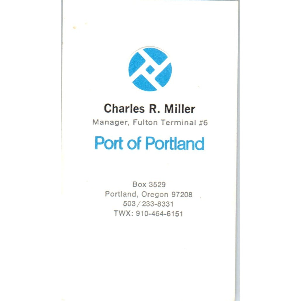 Charles R. Miller Fulton Terminal Mgr Port of Portland OR Business Card SD4-B2