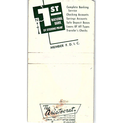 1953 First National Bank of Stevens Point WI 70th Anny Matchbook Cover SC7-Y3
