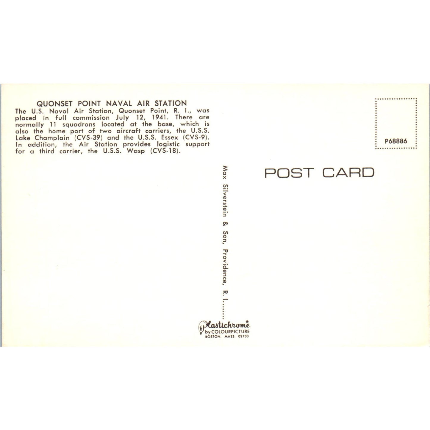 Quonset Point Naval Air Station Vintage Postcard PC2