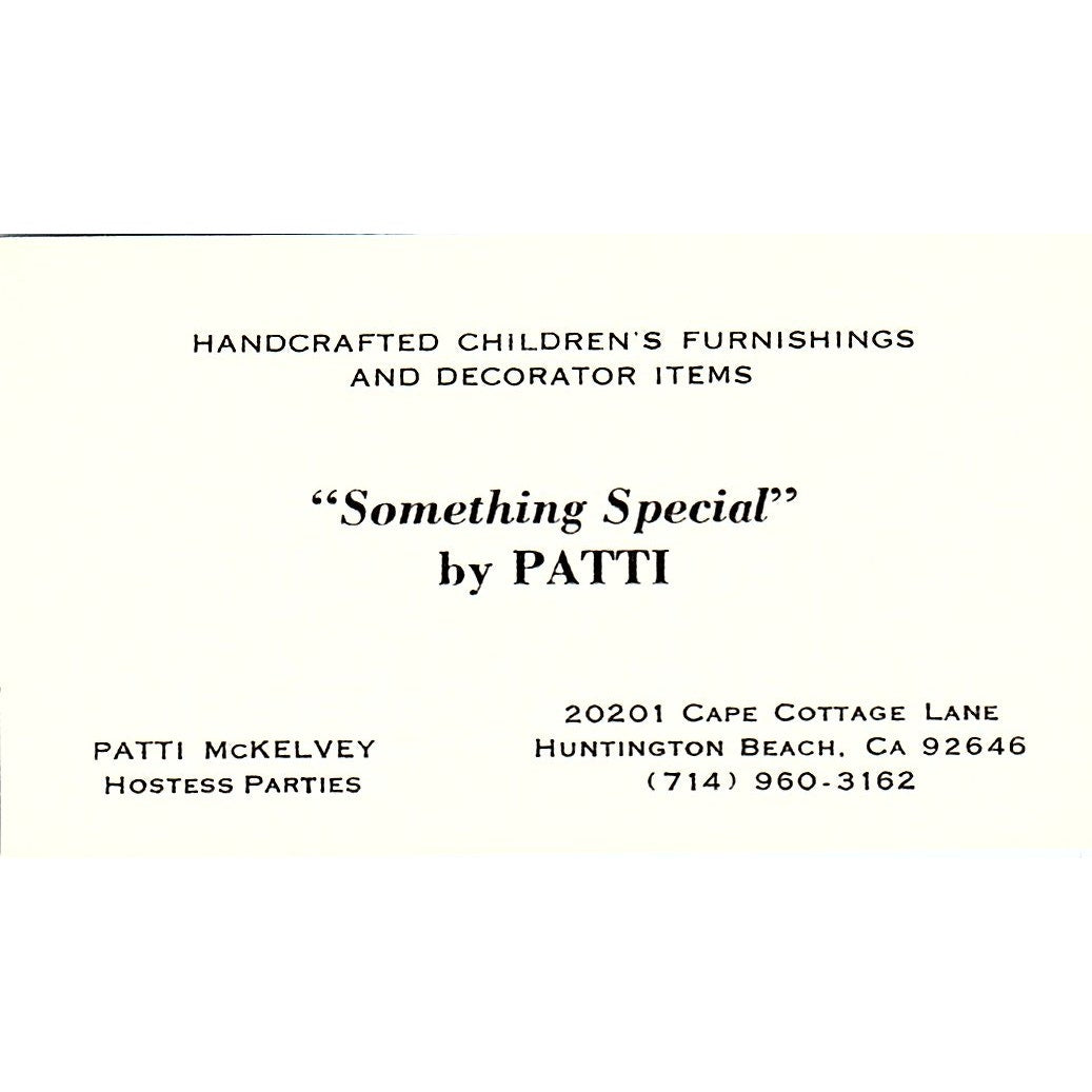 Something Special by PATTI McKelvey Huntington Beach CA Business Card SF3-B2