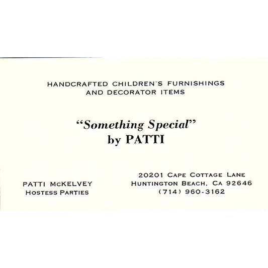 Something Special by PATTI McKelvey Huntington Beach CA Business Card SF3-B2