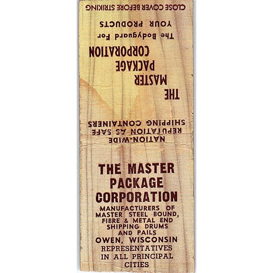 The Master Package Corporation Owen WI Vintage Matchbook Cover SC7-Y2