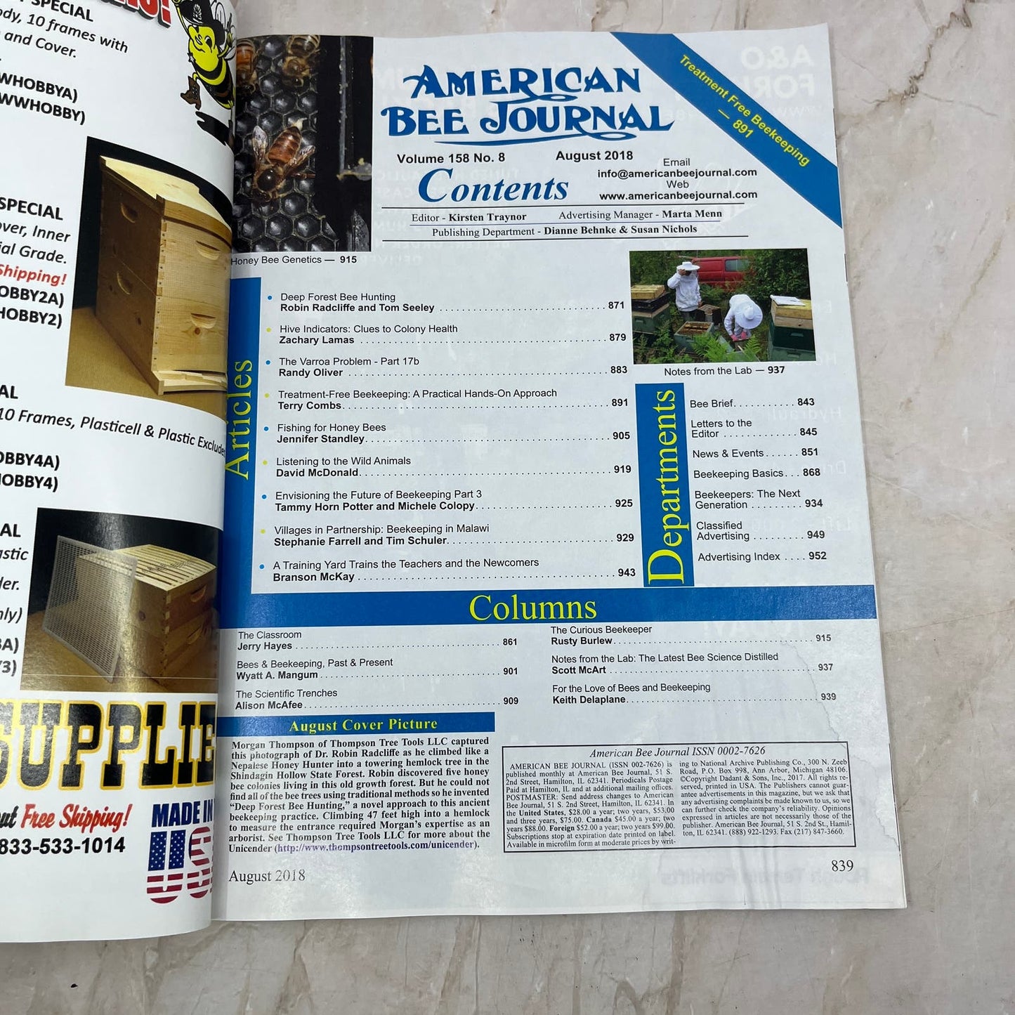 2018 August American Bee Journal Magazine Bees Beekeeping Honey M8