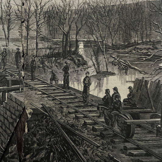 Army of the Potomac Over Bull Run Original 1863 Civil War Engraving C102