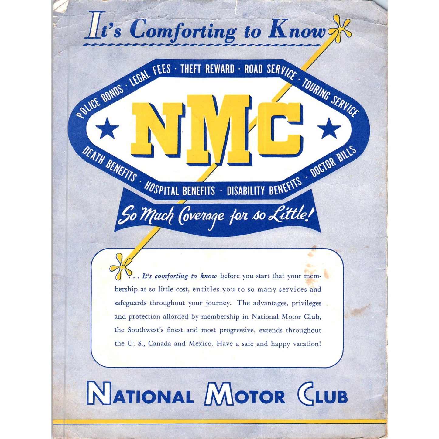 Vtg National Motor Club Trip Planning Sheet Advertising AE8