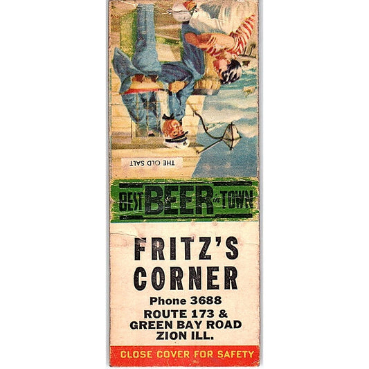 Fritz's Corner Green Bay Road Zion IL Vintage Matchbook Cover SC7-Y11