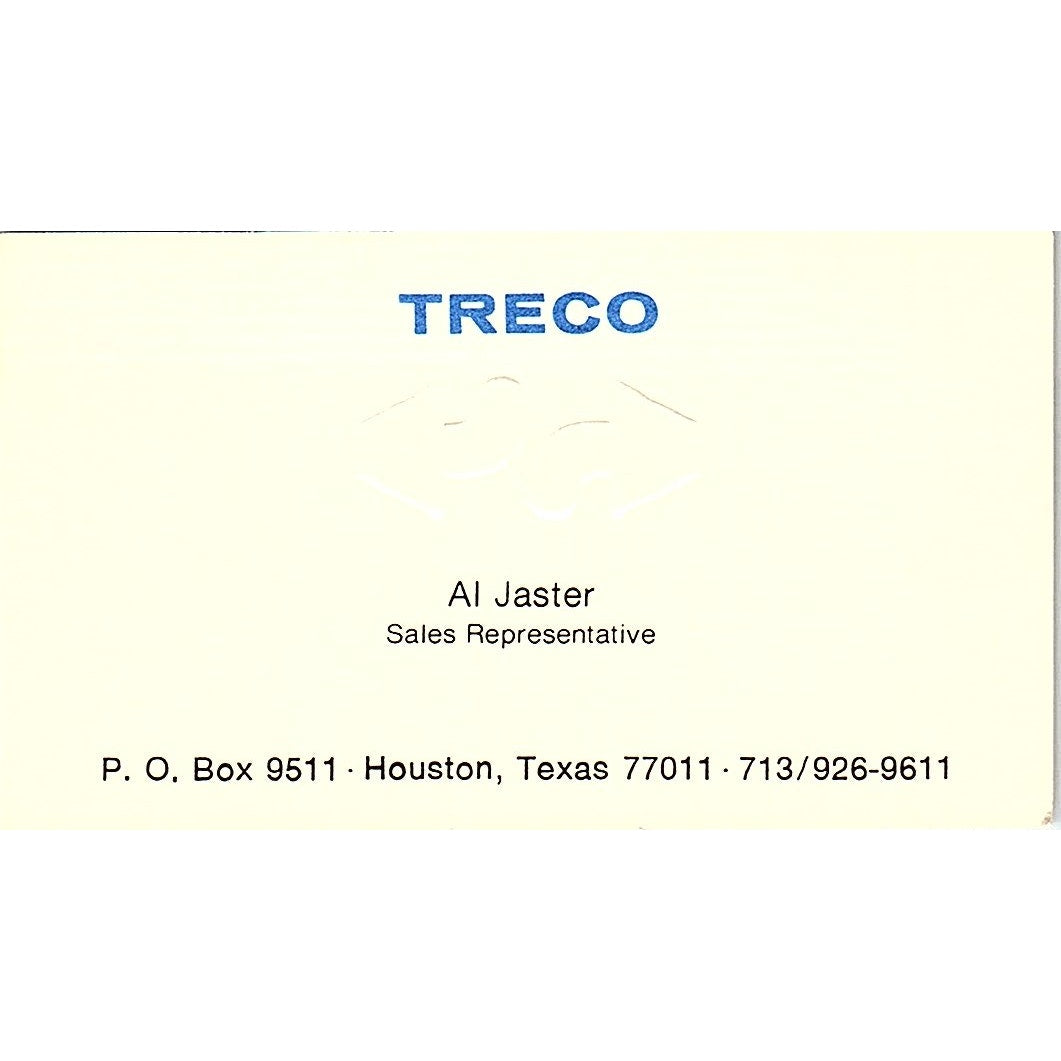 Treco AI Jaster Houston Texas Vintage Business Card SB4-B9