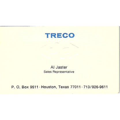 Treco AI Jaster Houston Texas Vintage Business Card SB4-B9