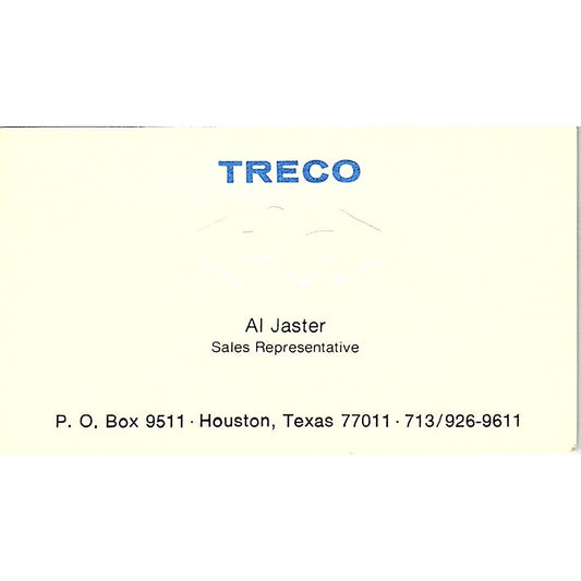 Treco AI Jaster Houston Texas Vintage Business Card SB4-B9