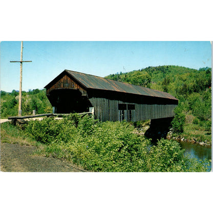 Old Covered Bridge in Chester Vermont Vintage Covered Bridge Postcard PC17