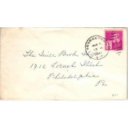 1941 Helen B. Tyler Mansfield Plantation Georgetown SC Postal Cover TG7-PC3