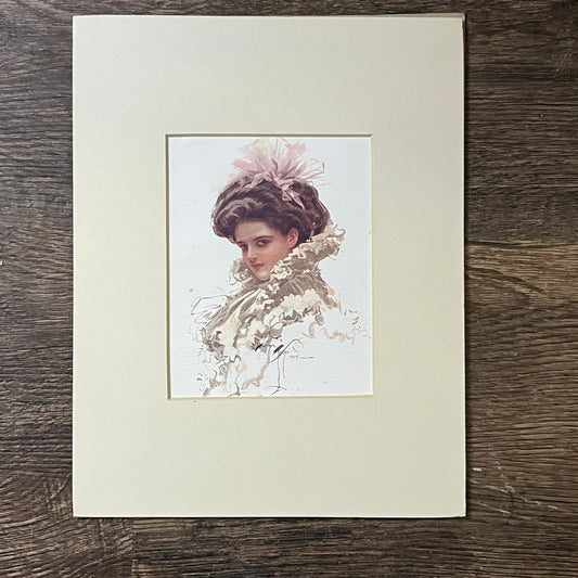 1909 American Beauties by Harrison Fisher Matted Art Print 9.5x7.5 V4