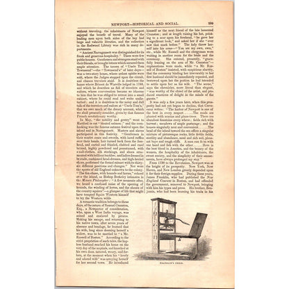 Newport Rhode Island  Historical & Social Traveler- 15 Pages 1854 Article I19