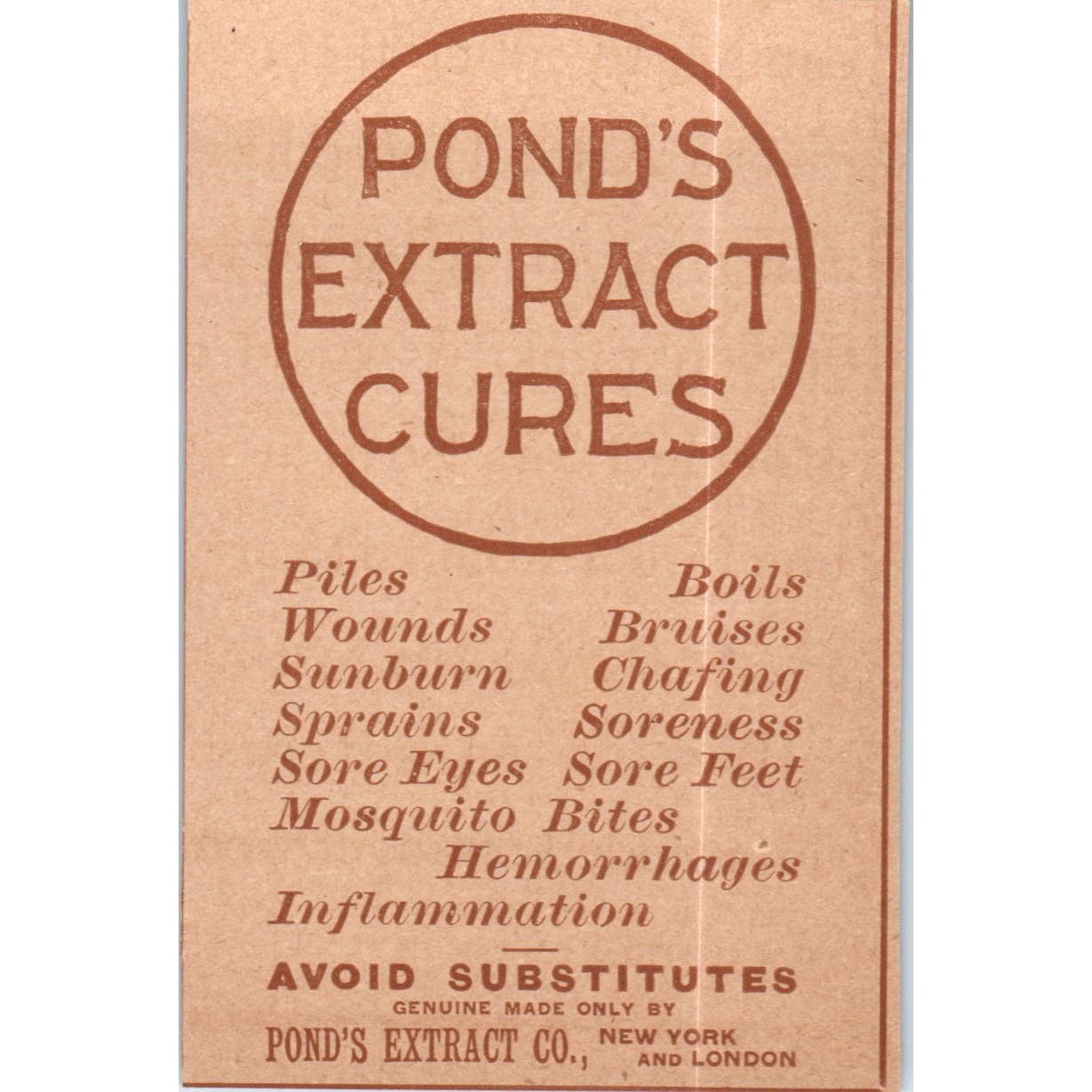 Pond's Extract Cures Pond's Extract Co NY c1890 Victorian Ad AE8-CH8