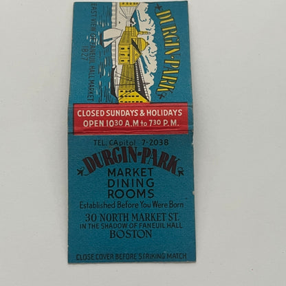 Durgin Park Market Dining Rooms Market St Boston Matchbook Cover TB8-MB2-2