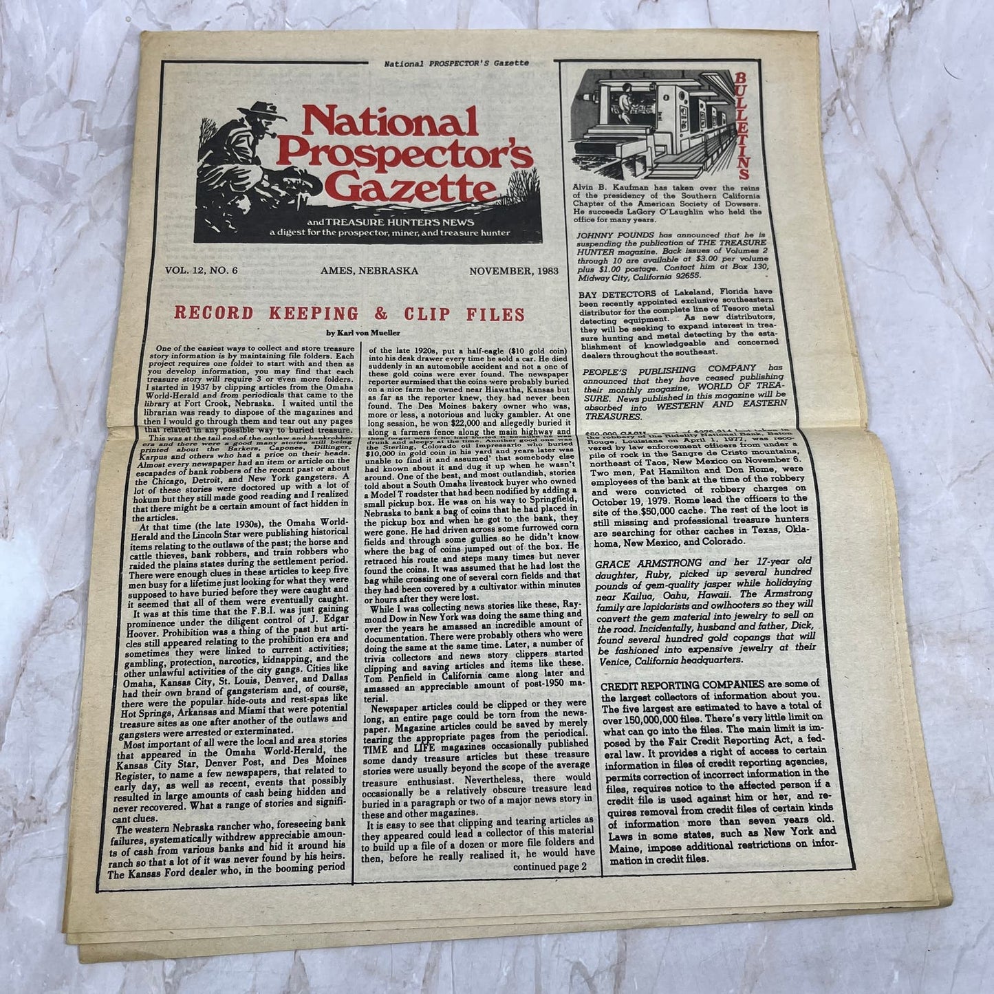 1983 Nov - The National Prospector's Gazette Newspaper - Treasure Hunting M11