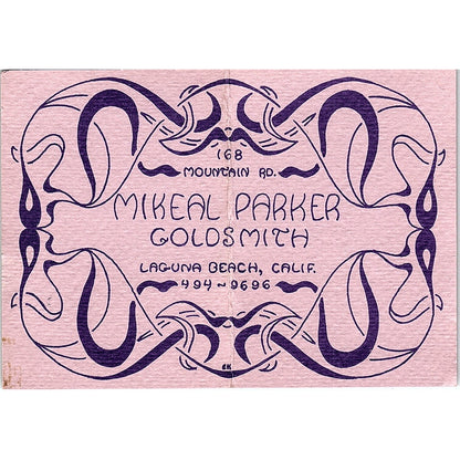 Mikeal Parker Goldsmith Laguna Beach CA Vintage Business Card TH2-B2
