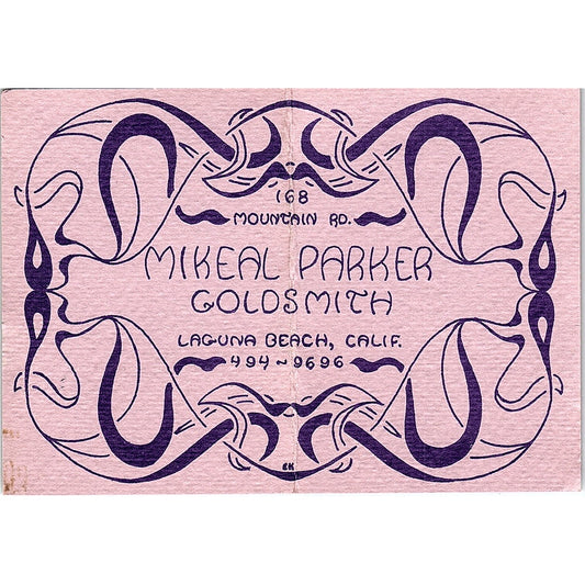 Mikeal Parker Goldsmith Laguna Beach CA Vintage Business Card ML1-6