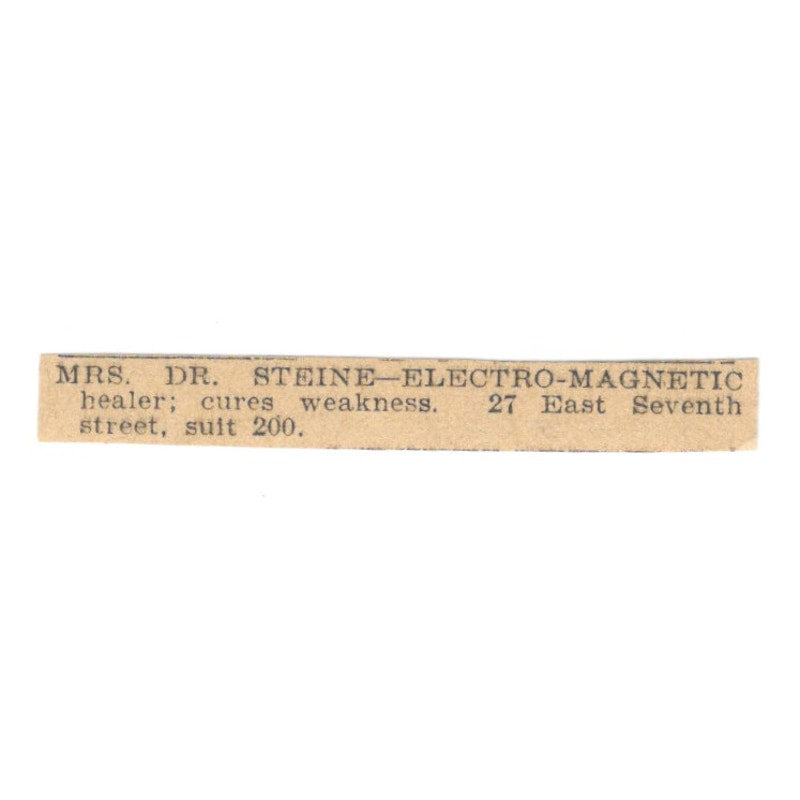 Mrs Dr Steine Electro Magnetic Healer East 7th St St. Paul 1898 Newspaper AF2-S1