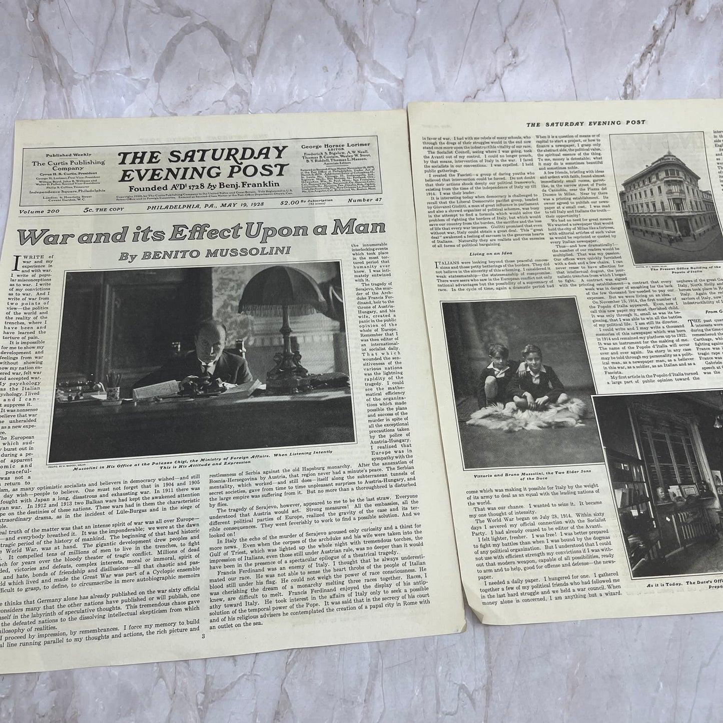 Benito Mussolini War and Its Effect Upon a Man Original Article FL6-8